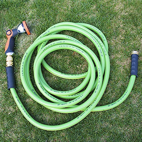 HQMPC GARDEN HOSE 5/8″IDX75′ HOSE GARDEN WATER HOSE DURABLE PVC NON KINKING HEAVY WATER HOSE WITH BRASS HOSE FITTINGS ((75 FEET) …
