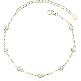 YUNKAI Sterling Silver Opal Bracelet for Women, 6.5"+2" Adjustable Opal Link Bracelet, White/Golden Dainty Hypoallergenic October Birthstone Jewelry Gift for Her