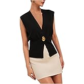 Floerns Women's Elegant Sleeveless Sweater Vest V Neck Metal Floral Knitted Tank Top