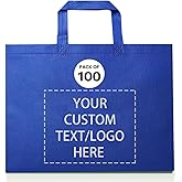JEOHLORY 100 Reusable Shopping Bags custom bags with logo-Ideal for Company Promotions, commercial advertising,grocery bags