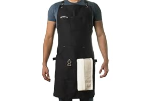 Asaya Chef BBQ and Work Apron with Bottle Opener - Hand Towel-Durable 10oz Cotton Canvas,Brass Hardware and Cross Back Straps