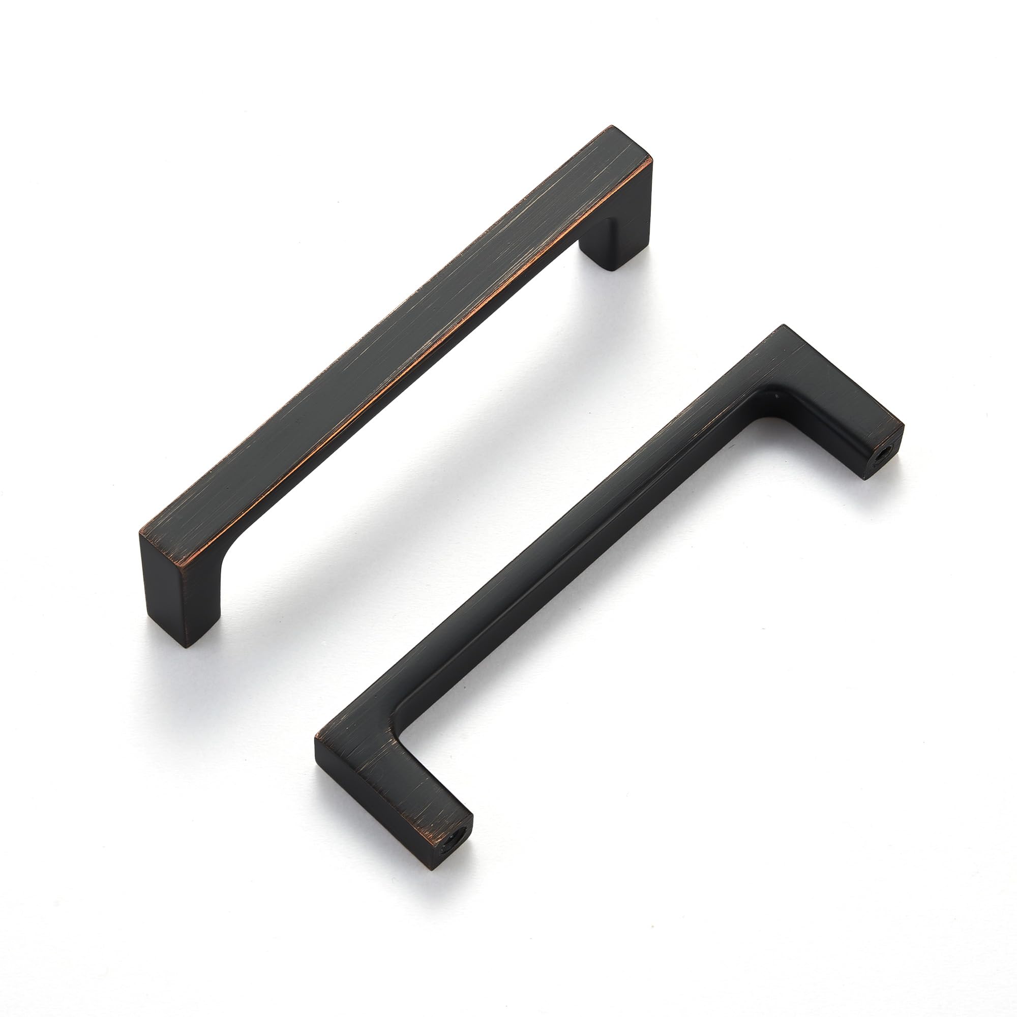 Photo 1 of LECHYN Oil Rubbed Bronze Kitchen Cabinet Pull, Solid 10 Pack 4 Inch(102MM) Hole Center, Modern Square Flat Hardware Handle and Knob for Cabinet Door Drawer Cupboard Bathroom Furniture Dresser