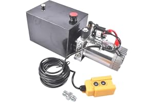 12V DC Hydraulic Pump Power Unit, 0.91 GPM Flow Rate, 8 Quart Metal Reservoir, Single Acting, 3200 PSI Max Pressure, SAE #6 P