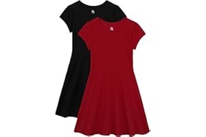 GNODIO Girls Dress Summer Skater T-shirt Dress Cotton Toddler Casual Short Sleeve Solid Color Dress for Kids 2-12 Years