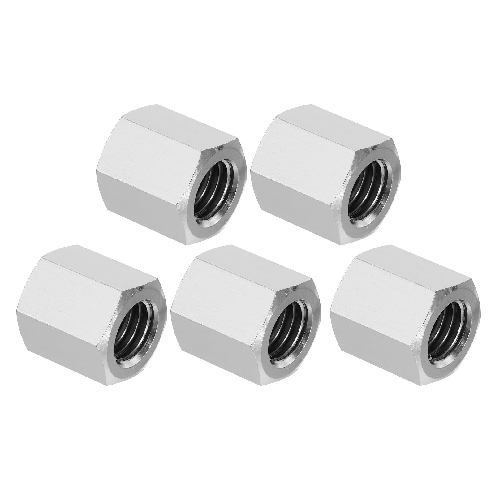 PATIKIL 1/2"-13 UNC 304 Stainless Steel Hex Coupling Nuts, 5Pcs 0.8" Length Fully Threaded Rod Coarse Coupling Nut Studding Connector Fasteners, Silver Tone