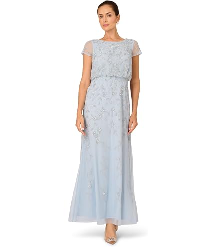 Adrianna Papell Women's Beaded Flutter Blouson Dress
