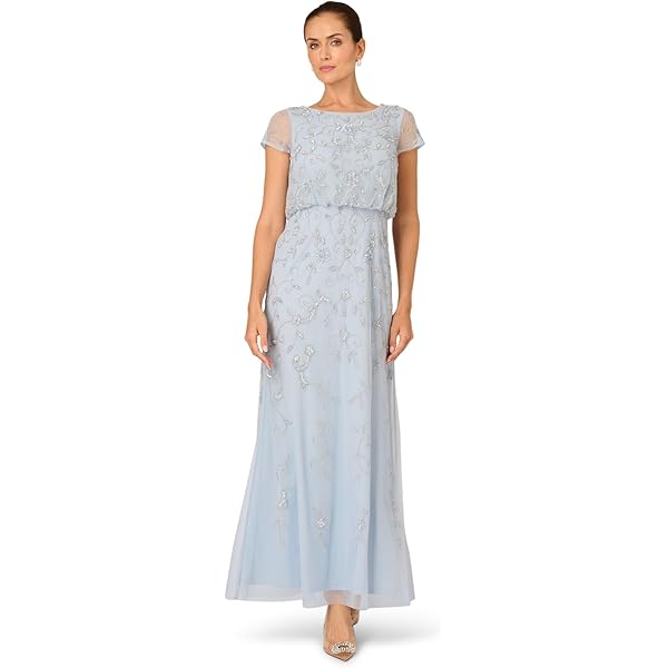 mock neck beaded column dress with t back Chic and Holland HF110566 Prom Dress - Nude