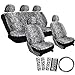 OxGord 17pc Set Car Seat Cover Set- Leopard Gray- Universal Fit for Car, Truck, SUV, or Van - Steering Wheel Cover