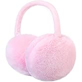 RUIKUNA Winter Ear Muffs Women Fuzzy Earmuffs Faux Fur White Ear Warmers Girls Black Warm Ear Covers Fluffy Cute Pink Large