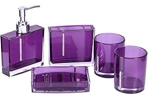 Purple Acrylic Bathroom Accessories Set with Toothbrush Holder and Soap Dish Easy to and Looks Great in Hotels and Restaurant