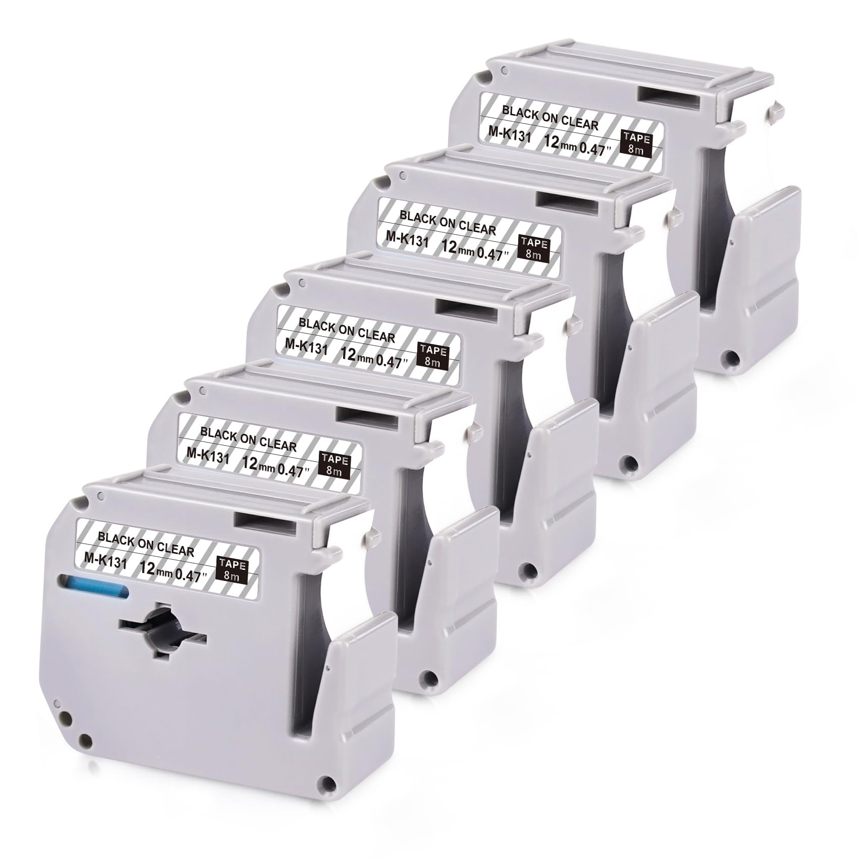 5X Compatible for Brother P-Touch Lable Tape MK-131bz M-K131 MK131 Black on Clear M Tape Compatible for Brother Labeller PT-65 PT-90 PT-M95 PT-80 PT-100 PT-110 PT-70 PT-85 PT-60