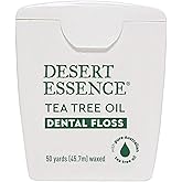Desert Essence, Tea Tree Dental Floss 50 yd - Gluten Free - Cruelty Free - Naturally Waxed with Bees Wax - No Shred Floss - T