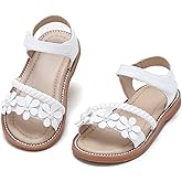 Kolan Little Girl's Closed Toe Summer Princess Flat Flower Sandals Toddler Sandals