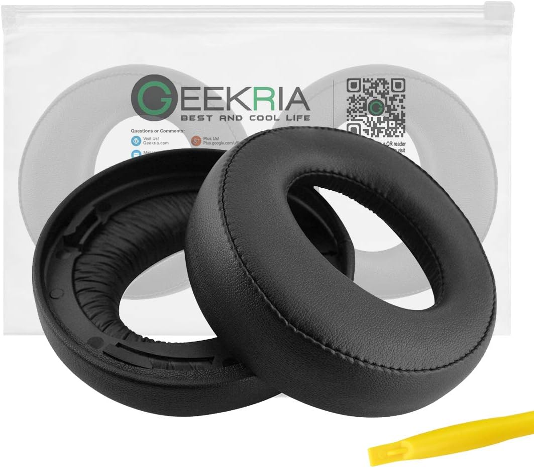Geekria Replacement Ear Pads for Sony PlayStation Gold Wireless Stereo (CECHYA-0083) Headphones Ear Cushions, Repair Parts (Black)