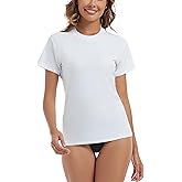 Bonneuitbebe Women's Swim Shirt UPF 50+ Short Sleeve Rash Guard UV Sun Protection Swimsuit Bathing Suit Top