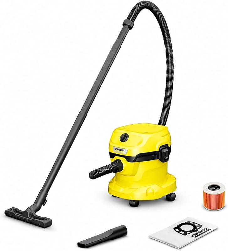 aspiratore solidi liquidi WD 2 Plus V-12/4/18/C, filtro a cartuccia, tubo di aspirazione: 1,8m, contenitore in plastica: 12 l, 1.000W, funz. soffiante, bocchetta per pavimenti e interstizi