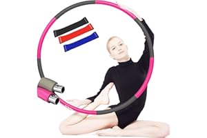 JUST QT Weighted Hula Hoop - Stainless Steel Weighted Hoola Hoop with Exercise Resistance Bands - Premium Quality Padded Foam Detachable Hula Hoops for Adults Weight Loss for Home Workout