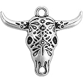 PEPPERLONELY 30pc Antiqued Silver Alloy Cow Charms Pendants 29 x 25mm(1-1/8" x 1")