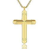WorthyOne Cross Necklace for Men - Silver/Gold/Black 24-inch Stainless Steel Chain with Cross Pendant, Jewelry Gift for Him