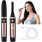 Heated Eyelash Curlers, Electric Eyelash Curler with LED Display, Rapid Heating Eyelashs with 3 Temp Setting, Rechargeable Eye lash Curler, Natural Curling 24H Long Lasting for Makeup Tools (Black)