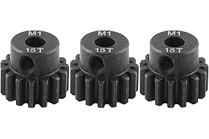 FRAIZOE RC M1 Gear 15T 5mm Bore 3-Pack – High-Precision Hardened Steel Motor Pinion Gear for 1/8 1/10 RC Crawler, Monster Truck, Short Course Truck & Boat (Compatible with Traxxas Axial, FMS, HSP Redcat Losi)