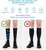 ACWOO Compression Socks for Women Men 2 Pairs Graduated Support Beiges Black view 3