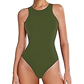 Avidlove Bodysuits for Women Crew Neck Sleeveless Body Suits Snap Closure Double Lined Tank Tops Bodysuit