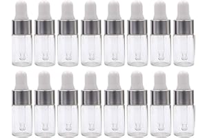 ConStore 50pcs Clear Glass Dropper Bottles Mini Essential Oil Vials with Glass Eye Dropper Empty Cosmetic Lotion Sample Bottles Refillable DIY Cosmetic Container Liquid Perfume (3ml)