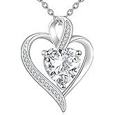 LUHE Heart Necklace for Women Sterling Silver Heart Pendant Necklace Love Jewelry Gifts for Women