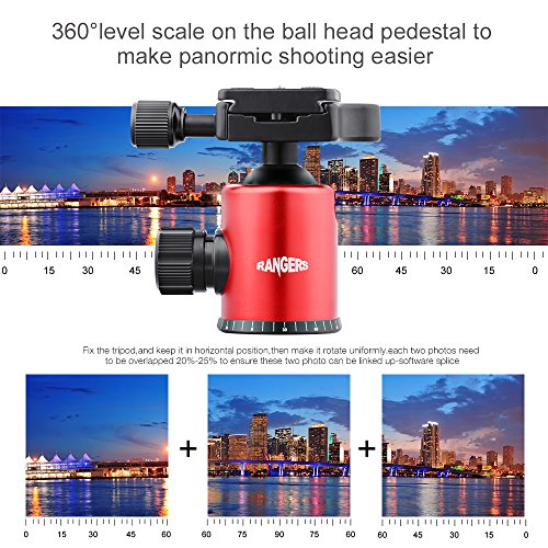 Rangers Aluminium Heavy Duty Ball Head 360 degree with 1/4" Quick Release Plate for DSLR Camera Camcorders Red - Thumbnail 6