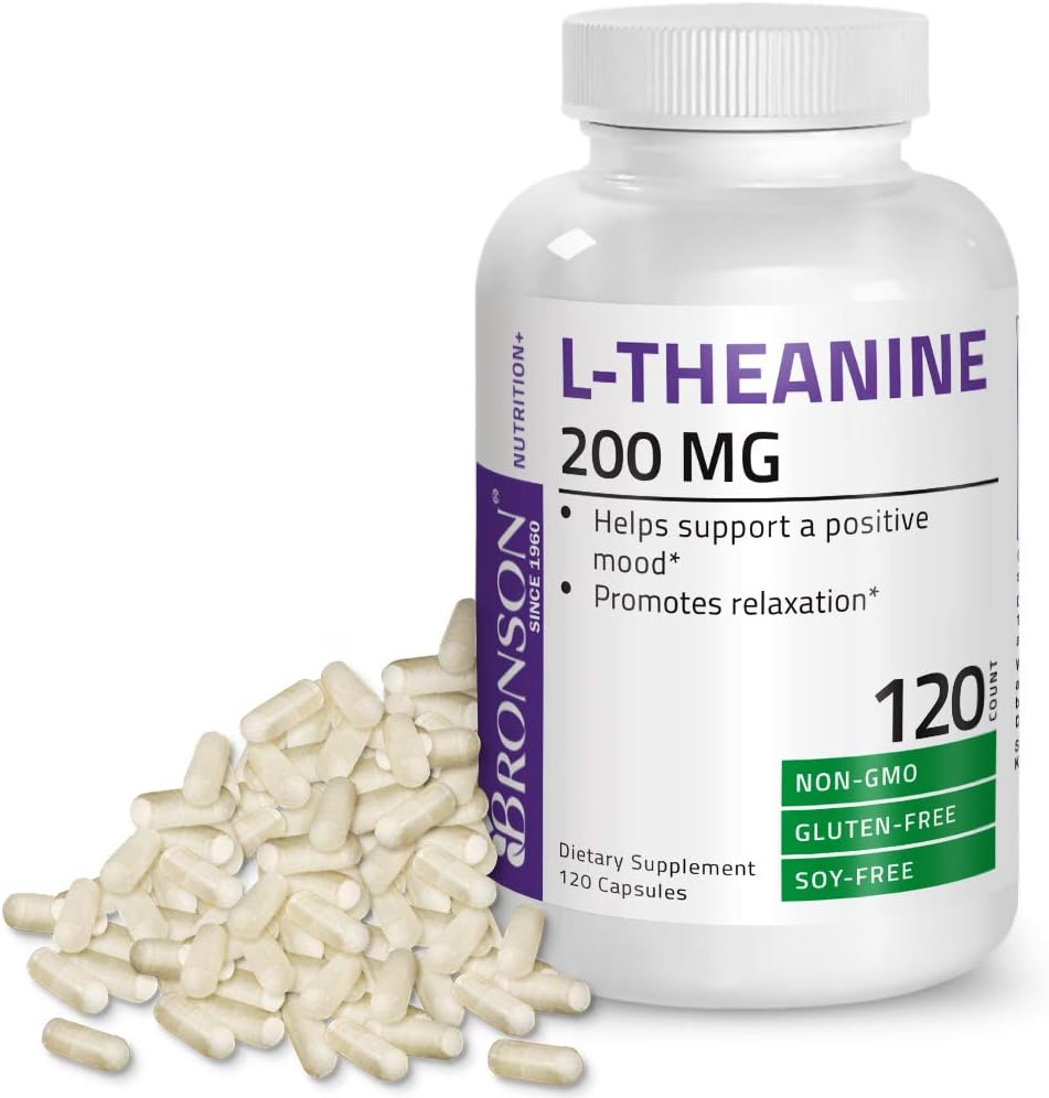 L-Theanine 200mg (Double-Strength) with Passion Flower Herb - Reducing Stress and Promoting Relaxation Without Sedation - Non GMO, 120 Capsules: Health & Personal Care