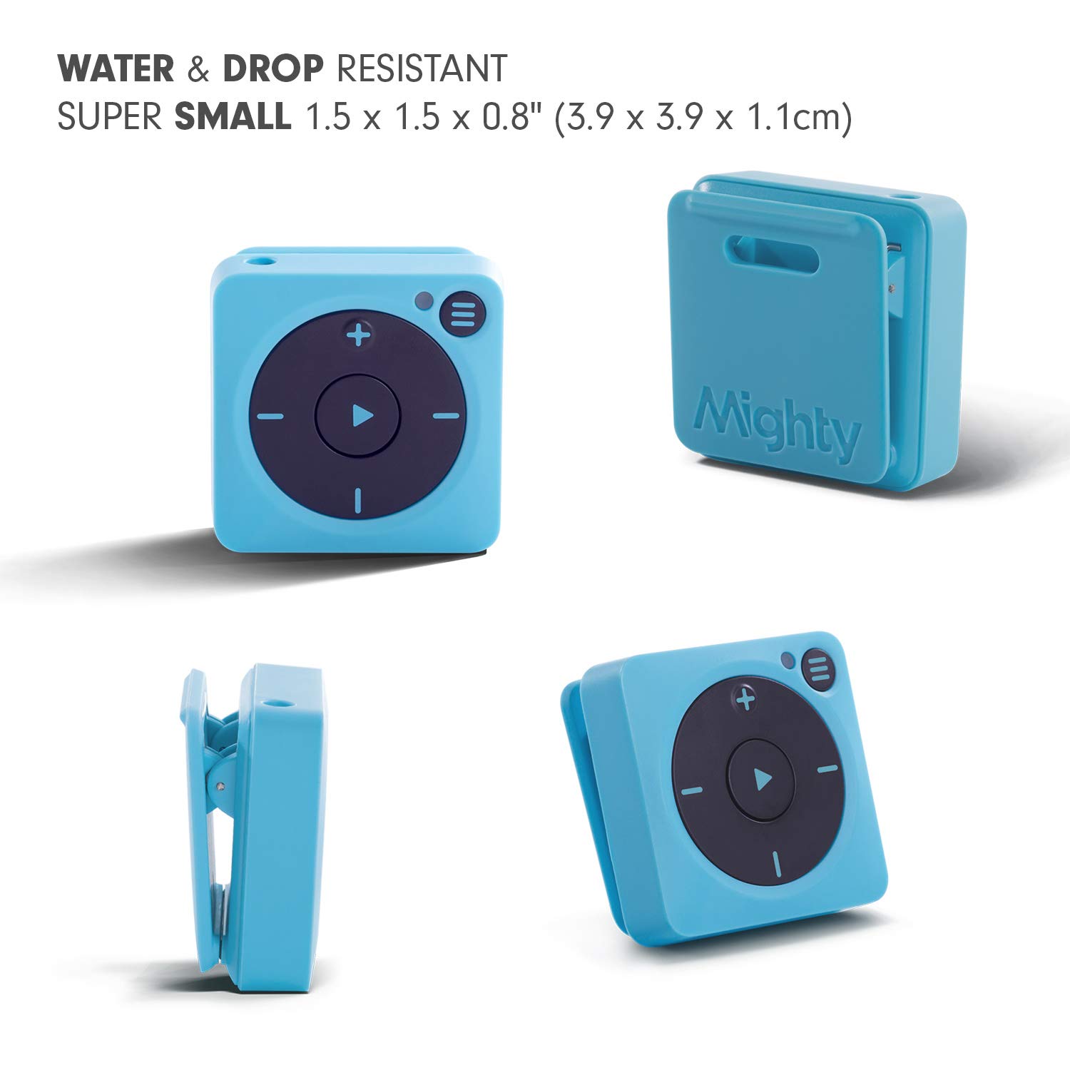 Mighty Vibe Spotify and Amazon Music Player - Bluetooth & Wired Headphones - 1,000+ Song Storage - No Phone Needed - Blue