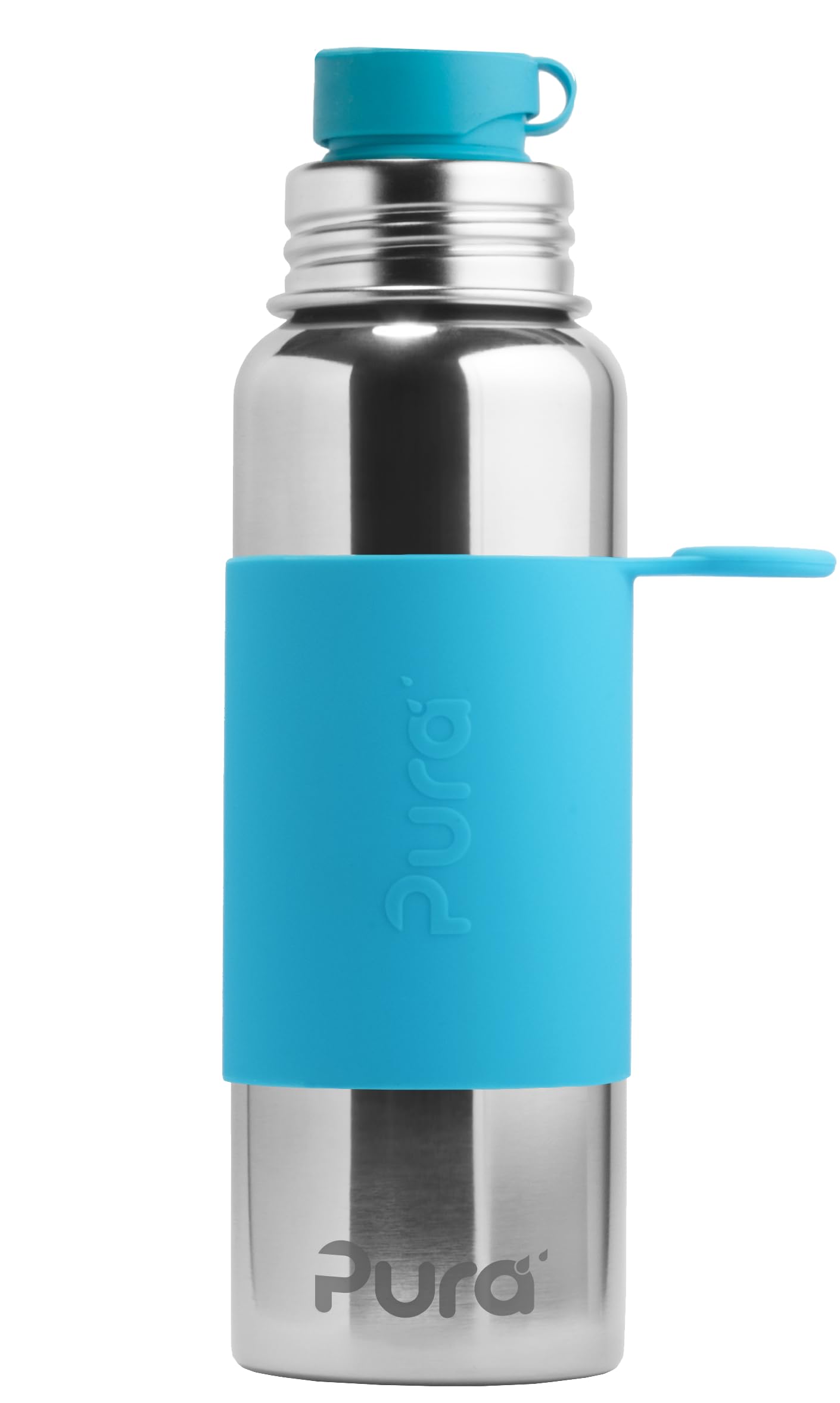 Pura Stainless Steel Sports Bottle with Silicone Cap 850ml Non Toxic Turquoise Certified