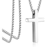 Monily Birthday Gifts for Dad Cross Necklace for Men Silver/Gold Stainless Steel Cross Chain Pendant Necklace for Mens Father's day gifts