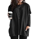 ForHailey Plus Size Womens Long Sleeve Tops Crewneck Lightweight Sweatshirt Loose Casual Oversized T Shirts with Pockets