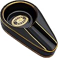 roygra Cigar Ashtray, Handmade Gilt Ceramic Cigar Ashtray, Outdoor Cigar Accessories (Black)