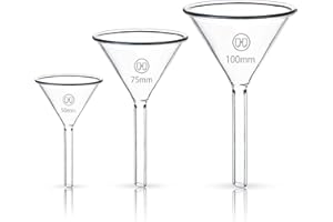 HUAOU 3pcs Glass Funnel Sets, 3.3 Borosilicate Glass Short Stem, Heavy Wall, Spice Funnel for Kitchen Use Filling Bottles, Filter Oil Funnels for Science Labs Powder (50mm+75mm+100mm)