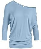 Simlu Dolman 3/4 Sleeve Drape Round Neck Top With