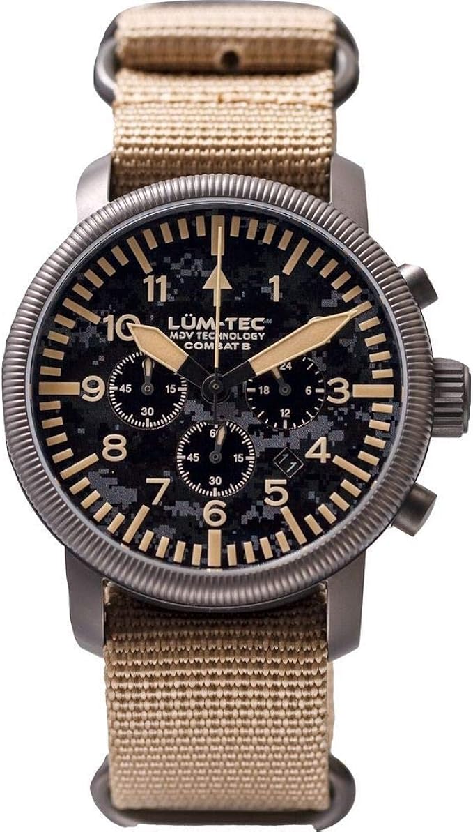 Amazon Com Lum Tec Combat B44 Camo Chronograph Wrist Watch Camo Nylon Strap Watches