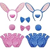 10 Pcs Blue Dog Costume Set for Adult Halloween Dog Costume Blue Ears Headbands Tails Family Dress up Party Cosplay