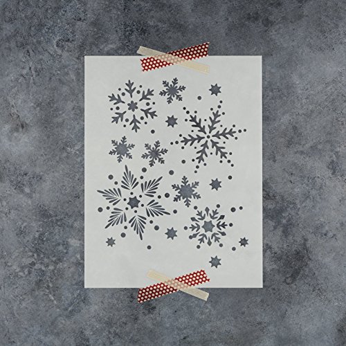 Snowflakes Pattern Stencil Template - Reusable Christmas Stencil with Multiple Sizes Available