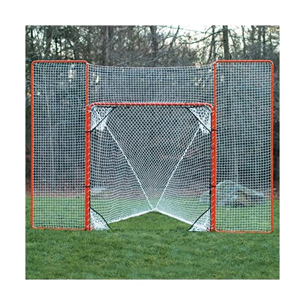 EZGoal Lacrosse Folding Goal with Backstop and Targets, Orange, 6' x 6