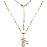 QUALISE Heart Pendant Necklace for Women,14K Gold Plated Elegant Butterfly Necklace,infinity Clover flower Necklace on Christmas Valentines Day Gifts Birthday Thanksgiving Day Gifts for Her