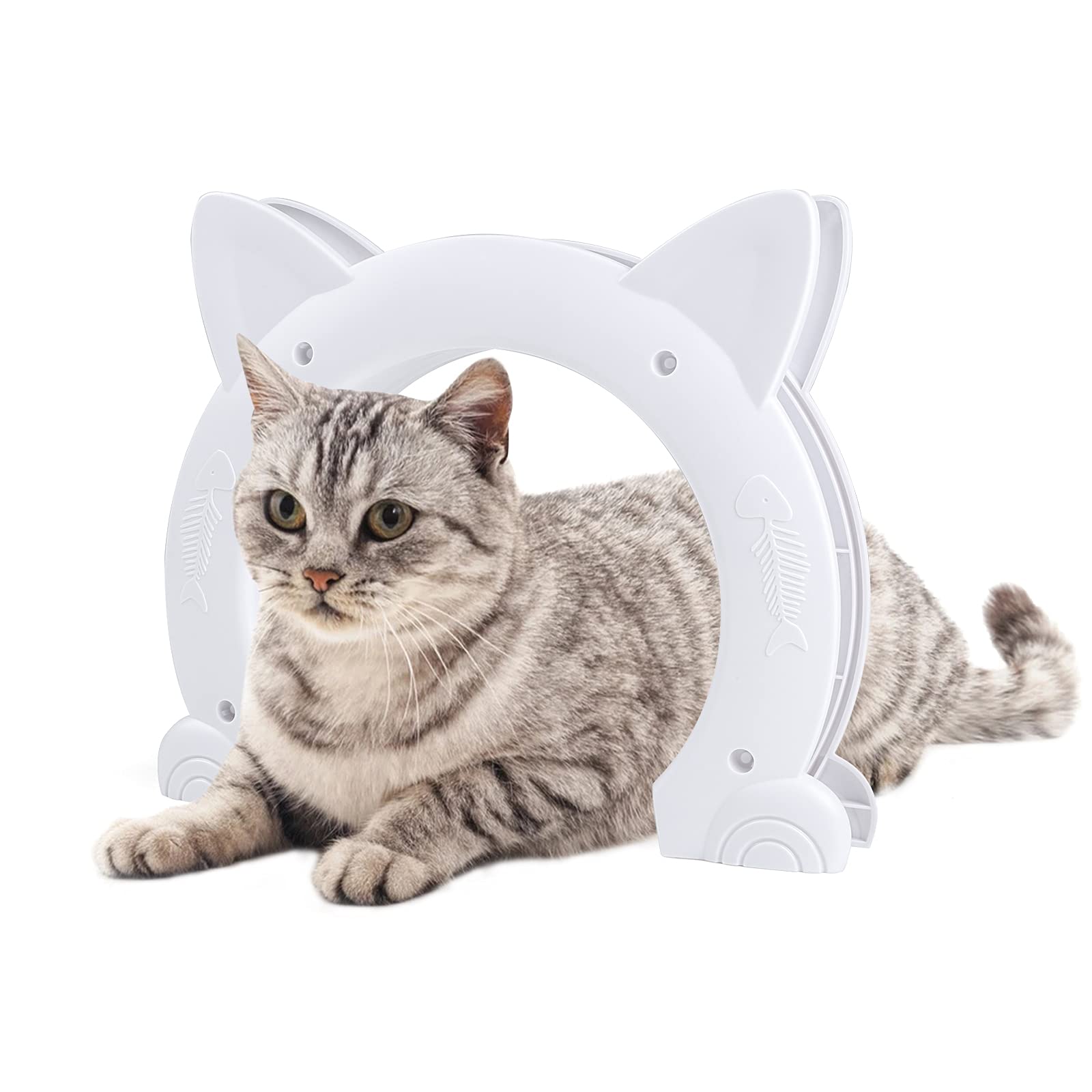 Cat Door Interior Pet Doors for Cats Kitty Shaped Hole Cat Gate Pass Fits Inside Door Hides Litter Box Furniture for Small Pets up to 21lbs