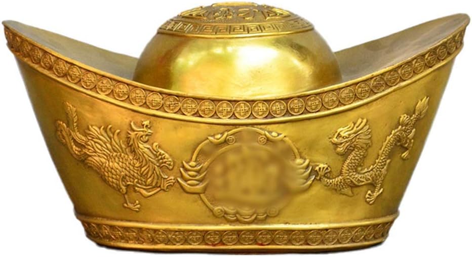 Yiwu Yici Copper Ingot Decoration Wealth Protection Statue Figurine Housewarming Congratulatory Paperweights Gift For Office (Size : 19 * 22 * 15cm)