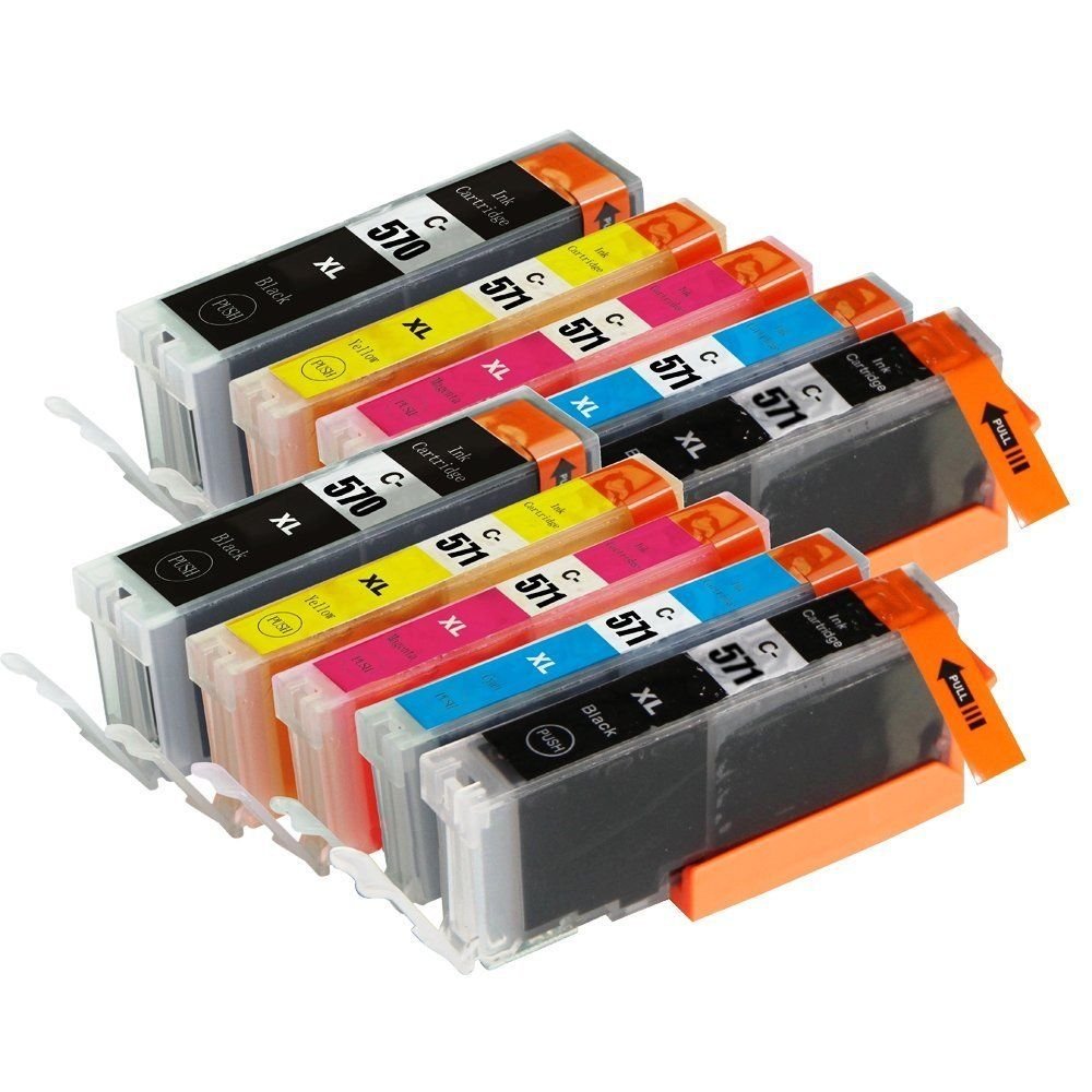 10 PK in cartridges PGI-570/CLI-571 Compatible with Canon PIXMA MG5700, PIXMA MG5750, PIXMA MG5751, PIXMA MG5752, MG5753, MG6800, MG6851,MG6852,MG6853,MG7700,MG7750, MG7751, MG7752, MG7753 TS5050