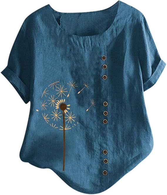Amazon Co Jp シャツ レディース 半袖 Hodarey リネンtシャツ Oネックシャツ 花柄 ボタン チュニックシャツ ブラウストップス ゆったり 綿麻 カジュアル 大きいサイズ 大人 シャツ レディース 半袖 ブラウス ゆったり 体型カバー シンプル 春 夏 秋 腕時計