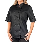 KNG Womens Black Classic Short Sleeve Chef Coat
