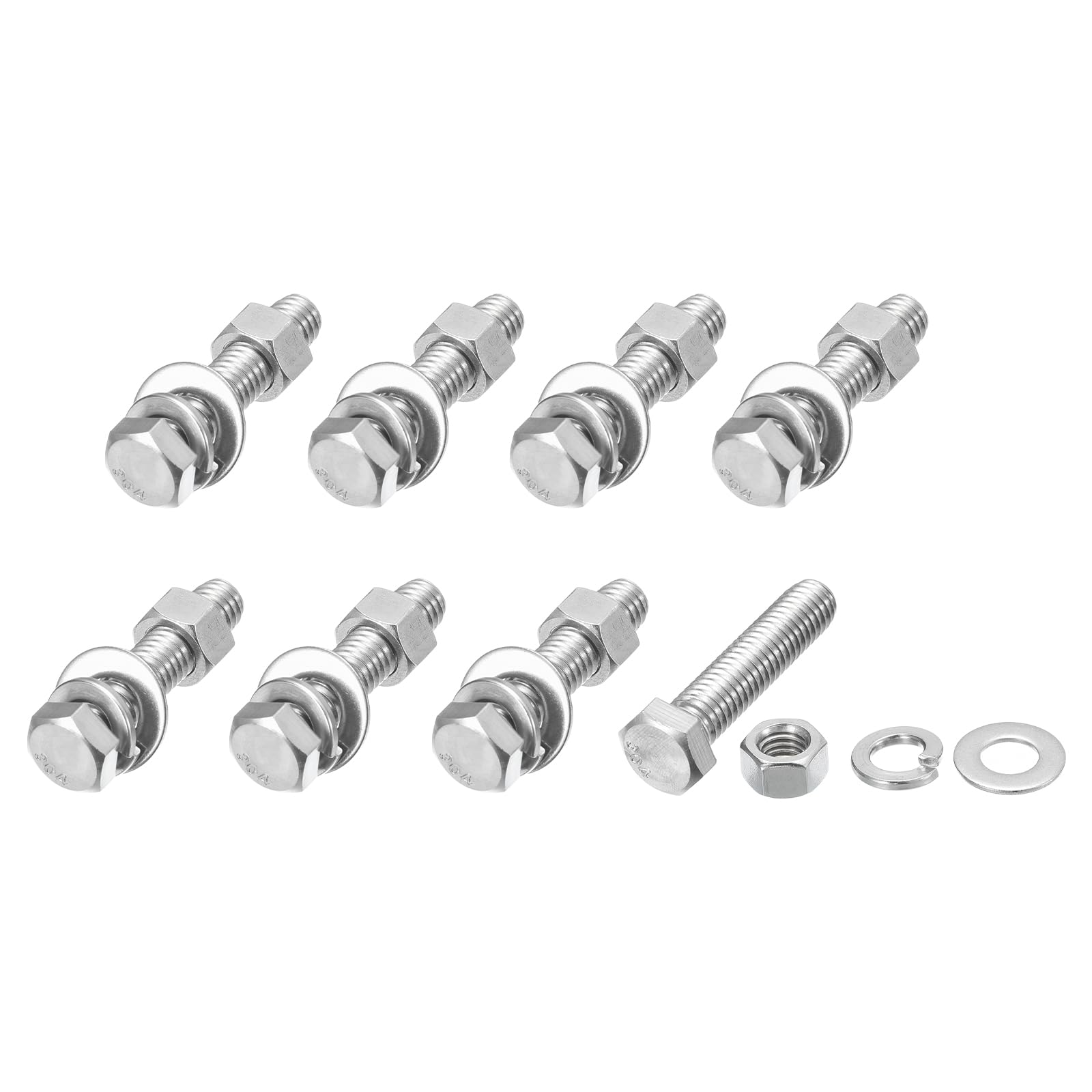 METALLIXITY Hex Head Screws Bolts, Nuts, Flat & Lock Washers Kits (3/8-16x1-3/4") 8 Set, Stainless Steel Fully Threaded Machine Screws Bolt Set - for Home Appliance Equipment — image 1