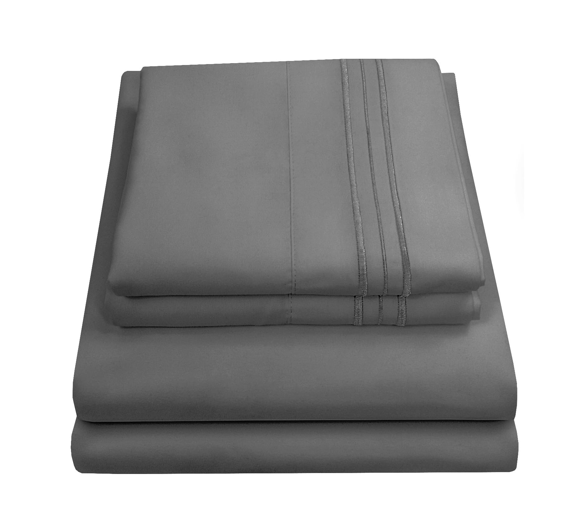 Sweet Home Collection Luxury Bedding Set with Flat, Fitted Sheet, 2 Pillow Cases, Microfiber, Gray, Full — image 1
